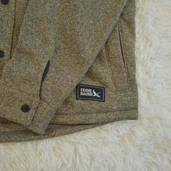 Eddie Bauer Men's Sweater Fleece Shirt Jacket Turkish Coffee Size S NWT - Picture 2 of 4